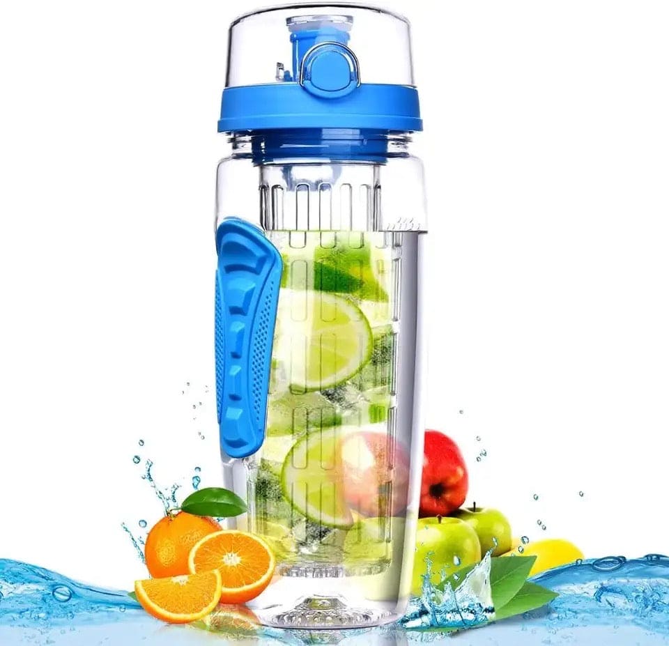 Aqua Time Infuser Water Bottle, 1L Time Tracker Bottle With Cleaning Brush, Acrylic Detox Sports Water Bottle, Triton Sports Bottle with Flip Top Lid, Fruity infusing Water Bottles for Women & Men - Aqua Time Infuser Water Bottle, 1L Time Tracker Bottle With Cleaning Brush, Acrylic Detox Sports Water Bottle, Triton Sports Bottle with Flip Top Lid, Fruity infusing Water Bottles for Women & Men -